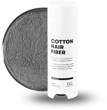O.C. HAIRCARE Streuhaar zur Haarverdichtung - für Scheitel, kahle Stellen am Ober- und Hinterkopf - von führenden Salons empfohlen - 11 Farben - widerstandsfähige Streuhaare (Dunkelgrau)