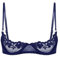 Agoky Women's Sexy 1/4 Cup Lace Bra Padded Unlined Underwire Push Up Balconette Every Day Bra Navy Blue A S