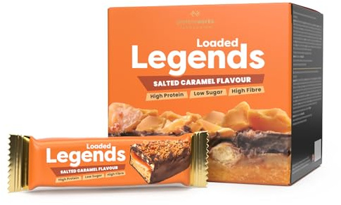 Protein Works | Loaded Legends, Salted Caramel Flavour, 12 Pack | Award Winning Protein Bar, 14g High Protein Bar, High Fibre, Low Sugar, Premium Taste & Ingredients, Guilt Free Snack