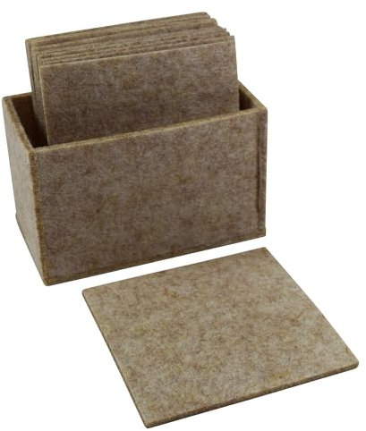 CHICCIE 10er Set Untersetzer aus Filz in beige 10x10cm - Filzuntersetzer