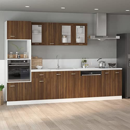 ADWOA Spülenunterschrank Braun Eiche-Optik 80x46x81,5cm Holzwerkstoff KüChenunterschrank SpüLe Mit Unterschrank 80 cm