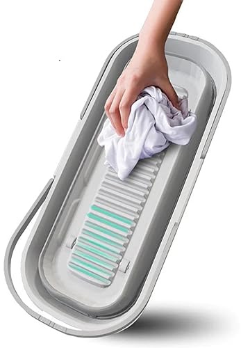 Ahuuen 12L Mop Bucket | Rectangular Folding Cleaning Bucket | Foldable Bucket With Wheels | Portable Travel Washbasin | For RV, House Cleaning And Camping | Saving Storage Container