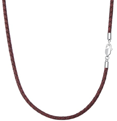 Viwind Lederkette Geflochten Kunstleder Halskette Edelstahl Verschluss 3mm breit Damen Herren Kette für Anhänger charm 45-60cm wählbar DIY Lederschnur