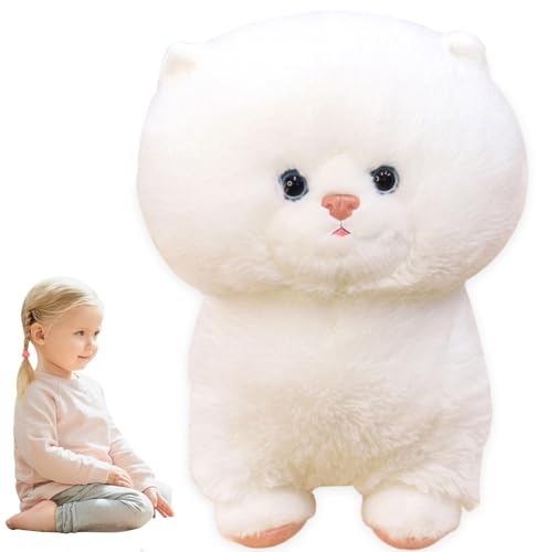 YEIUZPT Katze Plüschtier, Weiß Katze Kuscheltier, Katze Stofftierpuppe, Cat Plush Spielzeug, Katze Spielzeug für Kinder für Kinder Jungen Mädchen Sammlerstück Heimdekoration(25cm)