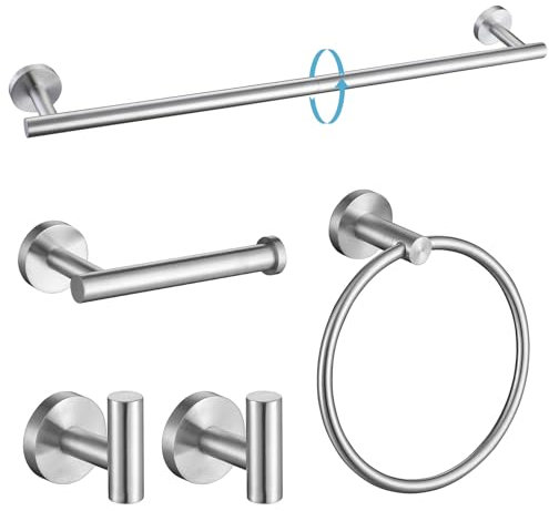 TURS Silver Toilet Roll Holder And Towel Rail Set Towel Holder Stainless Steel Toilet Roll Holder,Brushed Nickel Wall Mounted Hand Towel Holder For Toilet Tissue Holder Bathroom Accessories