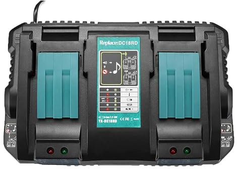 Bonadget 6A Dual Fast Battery Charger Compatible with makita 14.4V-18V BL1830 BL1840 BL1850 BL1860 etc Li-ion LXT Compact Battery, Replace for DC18RD DC18RC DC18SF DC18RA DC18RF