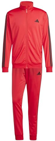 adidas Hombre SPORTSWEAR BASIC 3 STRIPES TRICOT TRACKSUIT, pure ruby, XS