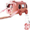 BRTNUP Kinder-Wasserflaschen, Kawaii Bus Wasserflasche mit Strohhalm und Riemen, Tragbarer Auslaufsicherer Wasserkrug, Auslaufsichere Trinkflasche, BPA-freie Kinder-Wasserflaschen (rosa)