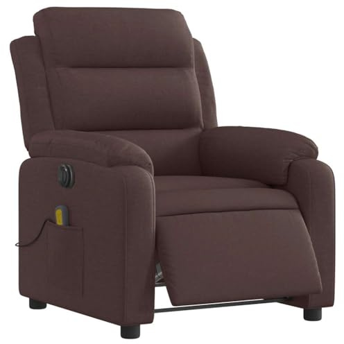 vidaXL Massagesessel Elektrisch, Sessel Verstellbare Rückenlehne Fußteil, Fernsehsessel Relaxsessel mit Liegefunktion, Liegesessel Polstersessel Ruhesessel, Dunkelbraun Stoff