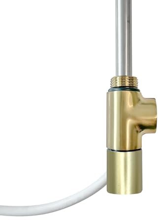 NWT Direct Dual Fuel Electric Element & Cap With T- Piece Adapter Towel Rail Kit For Radiators And Towel Warmers - Brushed Brass T-Piece & 300w Element