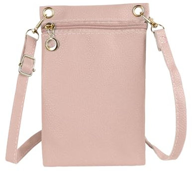 APMGONT Sacoche Pour TéLéPhone Portable, Sacoche Pour TéLéPhone Portable En Cuir Pu Pour Femmes, Mini Sac à Main Pour TéLéPhone Longue LanièRe DéTachable Ajustable, Petit Sac Pour Femmes. (Rose)