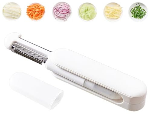 Qaestuan 3-in-1-Multifunktions-Rotationsschälmesser, Multifunktionaler Gemüseschäler, Edelstahl Obst Gemüse Sparschäler, Kann Schälen, Würfeln, Reiben und in Scheiben Schneiden, für Obst und Gemüse
