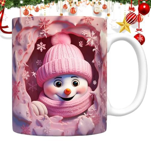Uoqpty Taza de muñeco de nieve de Navidad, taza de muñeco de nieve | Tazas de café para hombres - Taza de beber navideña con diseño de muñeco de nieve, tazas de café únicas para bar restaurante,