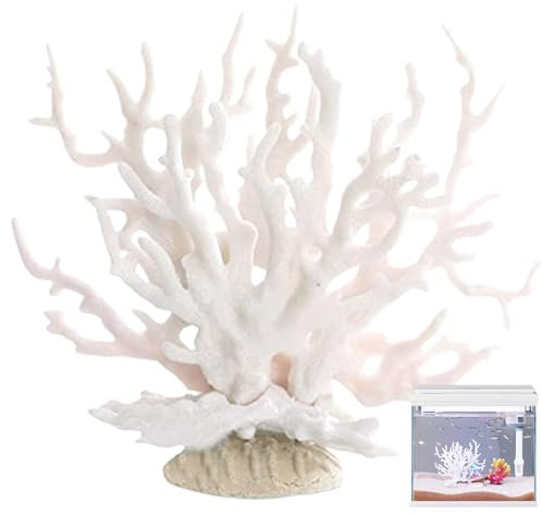 BEAHING Artificial Aquatic Plants, Coral Reef Decor Fish Tank Fake Coral Decor Decorative Lifelike Coral Sculpture Fake Coral Ornament for Aquariums, Fish Tanks, White
