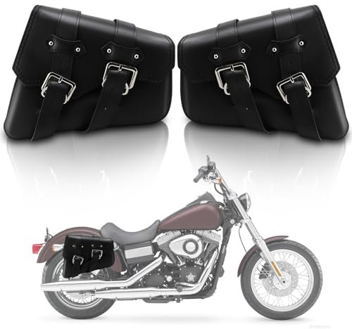 WODHMIEY Motorrad-Seitensatteltasche, Große PU-Ledersatteltasche, Wasserabweisend, Vintage-Stil-Design Motorrad-Seitentasche, Für Die Meisten Motorräder