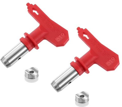 sourcing map Reversible Spray Tips 619 Paint Spray Nozzle Red 2pcs | For Airless Sprayer,Tips Sprayer Machine Parts for Home Garden Building Fences