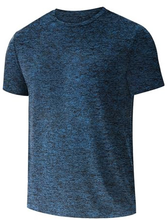 Weardear Sport Shirt Männer Outdoor Laufshirt Schnelltrocknend Atmungsaktiv Funktionsshirt Herbst Leicht Sport Tshirts Rundhals Kurzarmshirt Marineblau M