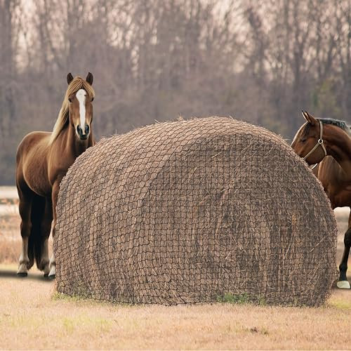 DEYOFA Heunetz Rundballen, Verschleißfestes Heunetz für Pferde Rundballen Durchmesser 150 cm, Höhe 150 cm, Maschenweite 4,5 x 4,5 cm für Verlängerung der Fresszeit von Pferden