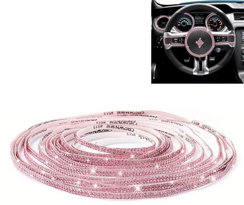 Youzzei Ruban strass autocollant de 5 m - Ruban à paillettes pour décoration intérieure de voiture, loisirs créatifs, cadeau, téléphone, mariage (rose)