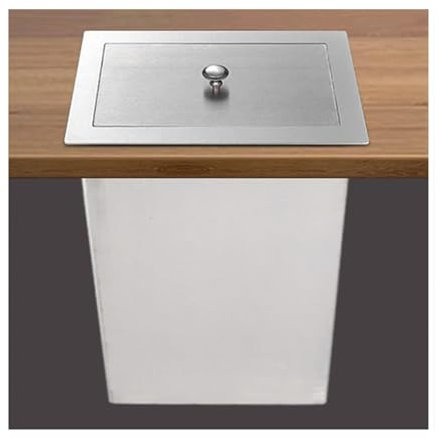 JSDQQG Einbaumülleimer Für Arbeitsplatte, Abfallsammler Für Küche 15L, Edelstahl Rechteck Für Arbeitsplatte Mülleimer,Silber,Lid + Bin