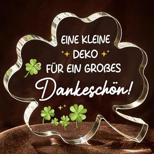 Encoink Dankeschön Geschenke Klein, Danke Geschenk – Acryl Glücksklee Deko | Abschiedsgeschenk Lehrerin und Erzieherin, Danke für Alles Geschenk für Arzt, Kollegin, Frauen und Männer