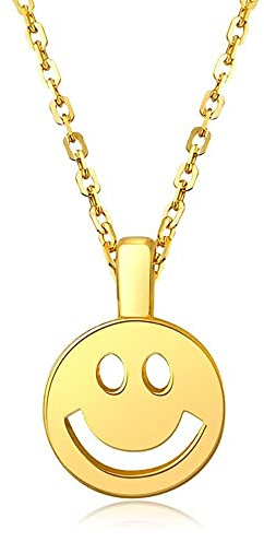 LMRJHAZ Frauen Halskette, reines Gold 999 Gold Smiley Gesicht, Smiley -Gesicht, Zirkon -Einlagen, einfache Modeanhänger -Schlüsselbeinkette