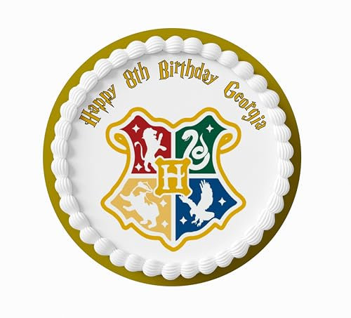 Potter Harry Personalised Icing Cake Topper & 15 Extra Toppers Cake Decorating Kit - Round/Costco/Rectangle and Cupcake Toppers (1. Round (+ extras))