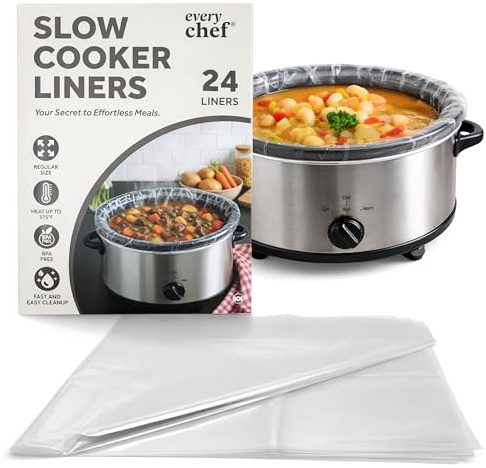 SOL 24pk Slow Cooker Liners 6.5 Ltr Oval - Disposable Slow Cooker Bags 6.5L | Disposable Slow Cooker Liners for 6.5 Ltr Oval Pots - Leakproof Cooking Bags for Easy Cleanup, 24pk x 6.5L