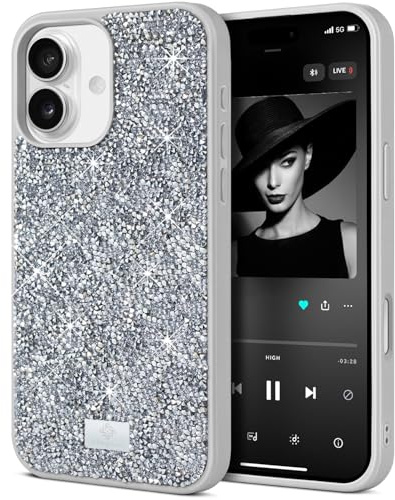 BEZ Handyhülle für iPhone 17 Hülle Glitzer, Sparkle Diamond Crystal Bling Hülle mit Bling & Co. Serie für iPhone 17, Funkelndes Silber