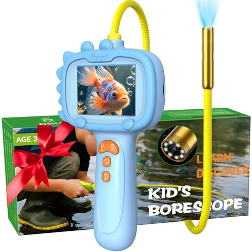 Daxiongmao Endoscope lumineux pour enfants - Kit de jouets éducatifs scientifiques - Activités naturelles - Caméra endoscopique avec lumière - Appareil photo endoscopique - Gadgets pour homme - Bleu