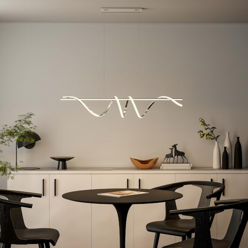 HOMCOM LED Pendant Light Dimmable 50-100 cm Adjustable Height Silver Tone | Modern Ceiling Light, 3000K/4000K/6000K Temperatures, Linear Fixture, Wall Switch, Kitchen Island, Dining Room