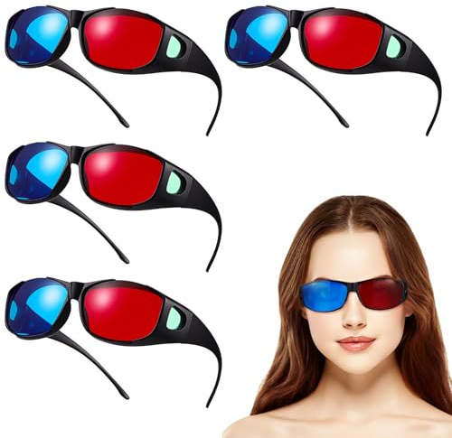 3D-Brille Rot Blau 5 Stück Kunststoff für 3D Videos Kino | 16x15,5x4,5cm, Klare 3D-Wirkung, Freihändig Schauen, für 3D TV Inhalte und Videos