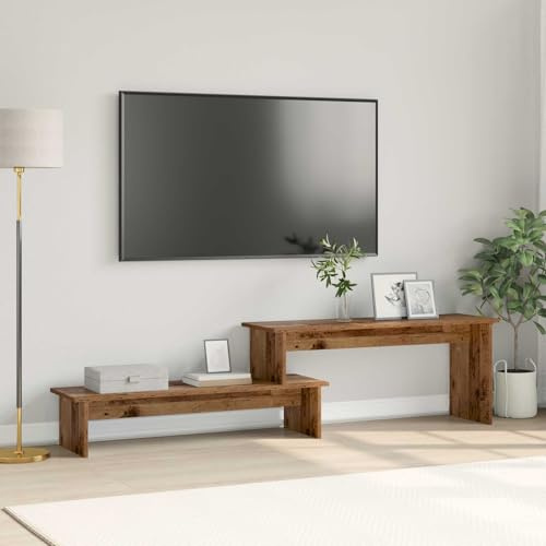 Ziaphsol Meuble TV Mural en Bois Ancien 180 x 30 x 43 cm avec étagères, Support télévision, Rangement pour Salon Moderne