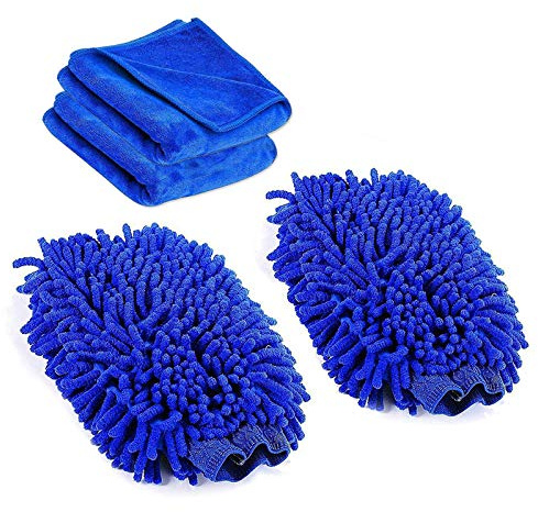 Amison - Guantes de lavado para limpieza de coche, 2 unidades, Premium Ultrasuave, de microfibra, paño de limpieza para limpieza del coche y hogar