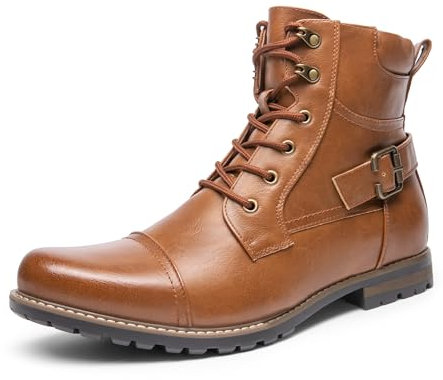 Bruno Marc Stivali Militari da Combattimento da Uomo Stivaletti da Moto Tattici da Uomo,Size 42,Marrone,PHILLY-3