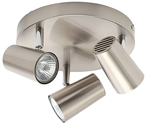 LITECRAFT Chobham Spotlight Plate Adjustable GU10 Ceiling Light - (3 Light, Satin Nickel)