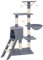 tectake Kratzbaum, Katzenbaum für Katzen, Kratzbaum mittel groß mit Sisalstangen, Höhle und Treppe, Katzenhaus 144 cm hoch, Kletterbaum für Katzen, Spielbaum für Katzen - grau