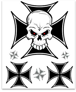 4R Quattroerre.it 6072 Aufkleber Schädel Kreuz, 10 x 12 cm