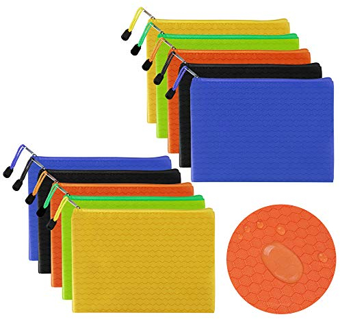 10 Stücke Dokumententasche A5 Reißverschlusstasche Wasserdicht Dokumententasche DIN A5 mit Reißverschluss für Hause Büros Schulbedarf Zubehör Kosmetik und Quittungsspeicher