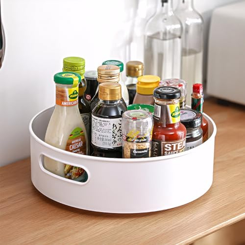Semlos Lazy Susan Turntable Cupboard Organizer, Multi-functional Spice Rack for Kitchen Storage and Organization, Revolving Condiment Holder, Non-Slip Storage Racks 9