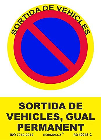 Normaluz RD40048-C - Senyals Sortida De Vehicles,Gual Permanent PVC Glasspack 0,7mm 21x30cm con CTE, RIPCI
