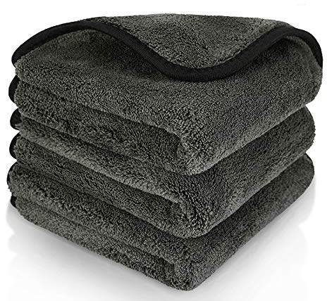 BMLEI Hochwertige Mikrofaser-Handtücher, 1200 g/m², dick, professionelles Auto-Trockentuch, Mikrofaser-Reinigungstuch, Lappen für Autos, Waschmittel, Schwarz