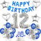 Luftballon 12.Geburtstag Junge blau silber deko Folienballon 12 jahre Geburtstags deko Junge mädchen silber happy Birthday 12th Geburtstagsdeko 12 Ballon 12 jahre Geburtstag mädchen Dekoration (12)
