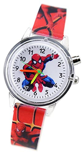 Leuchtende Armbanduhr Spiderman Superhelden – Armbanduhr für Jungen mit mehrfarbigem Licht, Rot, Riemen, Rot, Armband, rot, Riemen