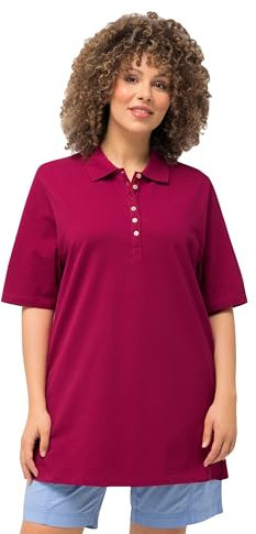 Ulla Popken Damen Polo Hemd_637297 Shirt Tight, Magnolienrot, 62 Große Größen EU