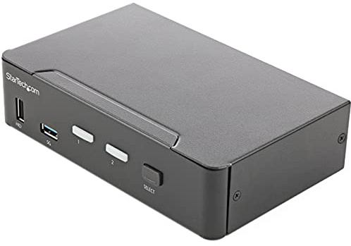 StarTech 2-Port HDMI KVM, Einzelmonitor 4K 60Hz UHD HDR, USB 3.0, Ultra | HDMI 2.0, 5Gbit/s Hub, 4x USB 2.0 HID, Audio, Hotkey, HDCP 2.2, EDID-Emulation, Stahlgehäuse