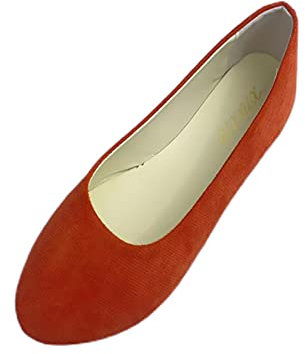 ERLINGO Ballet Pumps for Women, Slip On Flat Comfortable Walking Ballerina Shoes Pointed Toe Non Slip Low Heel Casual Dolly Shoes Shallow Casual Single Shoes Orange