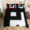 Rot Weiß Modernes Geometrisches Bettwäsche-Set 135×200,Schwarzer Vintage-Karo-Druck Bettbezug mit 1 Kissen Sham Trösterbezug für Kinder Jungen,Abstrakte Kunstform Bettbezug Set Dekorativ 2 Stück