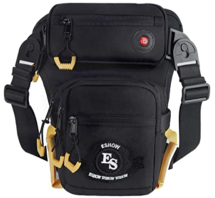 Eshow Beintasche Motorrad Oberschenkeltasche Hüfttasche mit großer Kapazität für Damen und Herren zum Outdoorsport Radfahrren Wandern (Schwarz511)