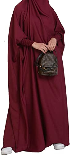 Saibit Damen Kleid Muslimisches Einteiliges Gebetskleid für Damen Abaya Kleid Islamischer Naher Osten Dubai Türkei Maxi Abaya Kaftan mit Hijab Kleid in voller Länge